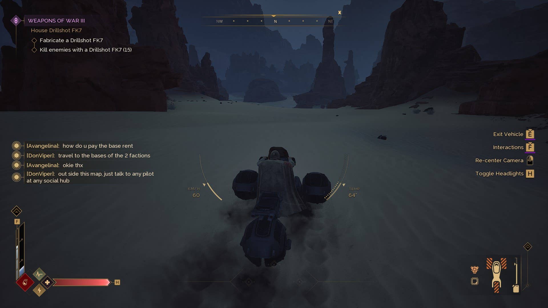 Riding a bike in Dune Awakening