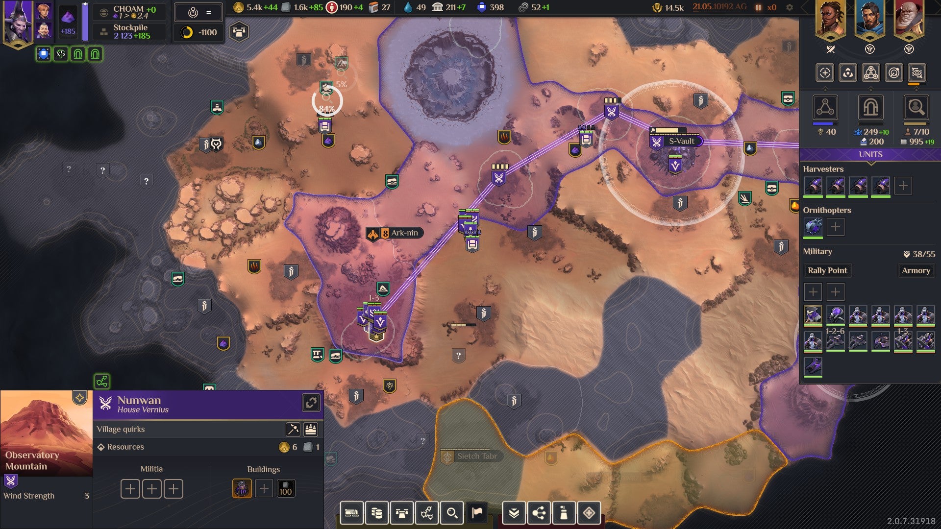 A topdown grid view in Dune: Spice Wars. - 7