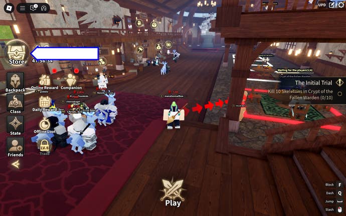 A screenshot of Dungeon Lootify in Roblox showing the game's store button.