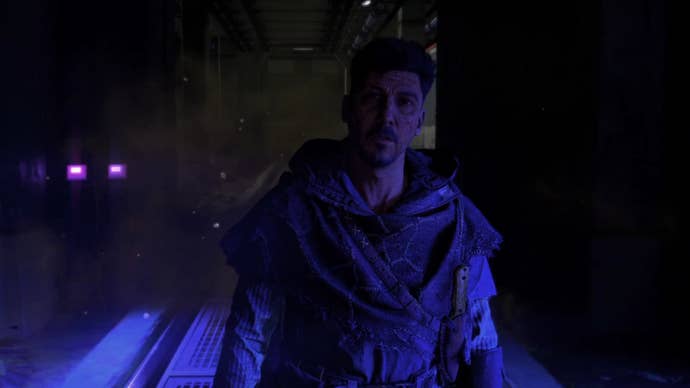 Dying Light 2: Hakon talks to the player character in a dark tunnel.