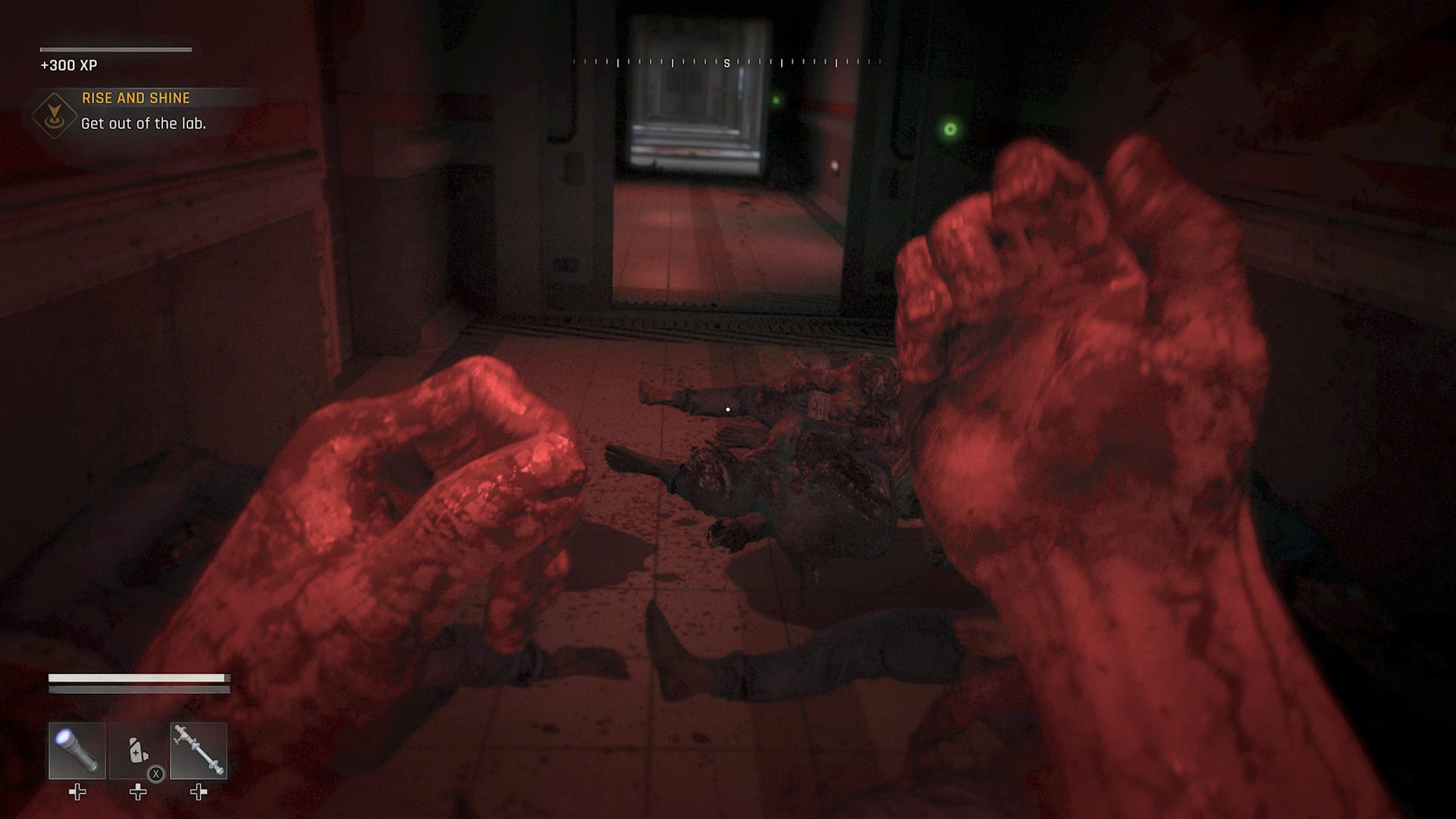 Dying Light: The Beast screenshot showing Kyle Crane's oversized arms as he transforms into beast mode.