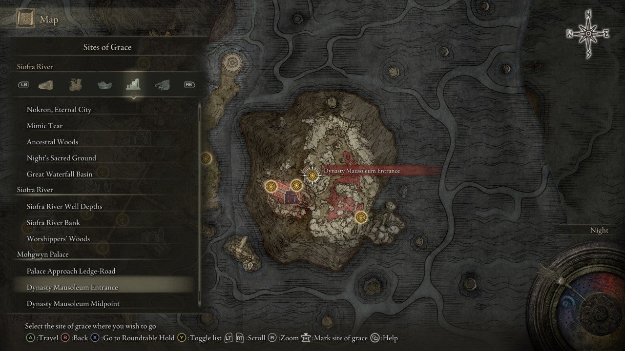 Dynasty Mausoleum Entrance Grace in Elden Ring