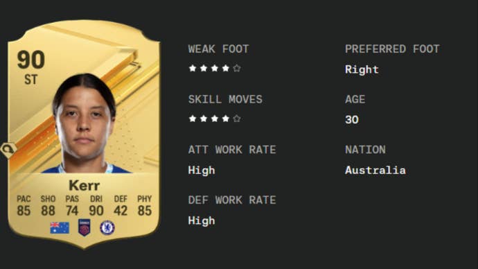 ea fc 24 sam kerr basic stats