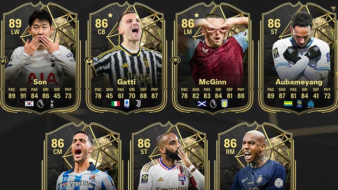 Upgraded Ultimate Team cards in the EA FC 24 TOTW 13 squad, including Tottenham’s Son and McGinn from Aston Villa.