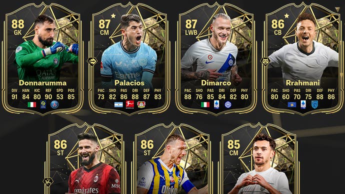Some of the Ultimate Team cards that feature in the EA FC 24 Team of the Week 18 squad.