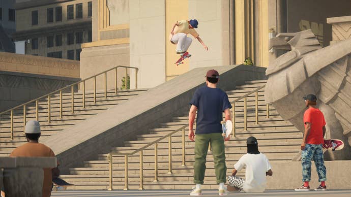 Some skaters in Skate.