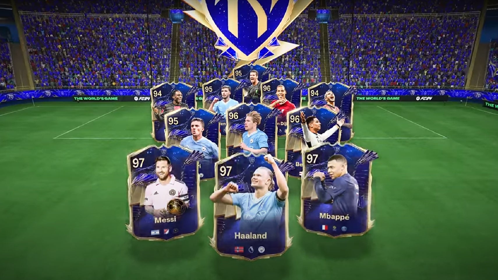 The men's starting XI TOTY cards in EA Sports FC 24. - 1