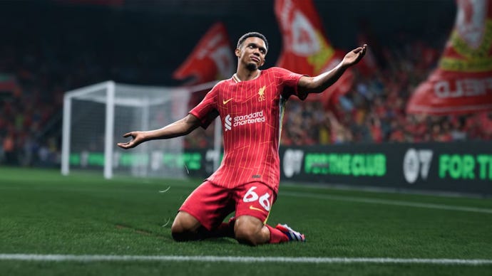 Trent Alexander-Arnold doing one of First Frost update's new celebrations in EA Sports FC 25.