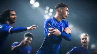 Cole Palmer, Marc Cucurella, Mykhailo Mudryk and Reece James celebrating in EA Sports FC 25.