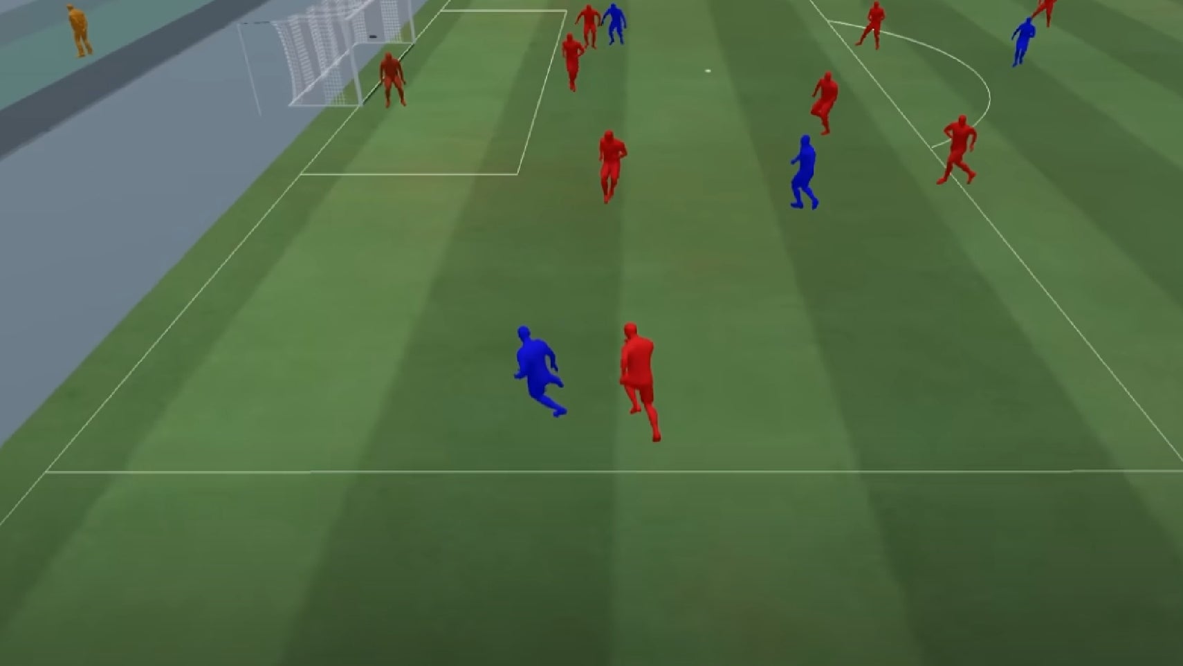 Some red and blue players in EA Sports FC 24. - 1