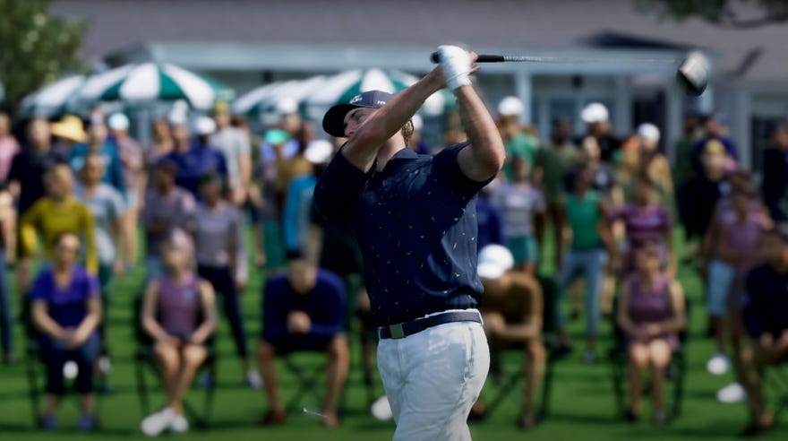 A golfer takes a big swing in next year’s EA Sports PGA Tour. It looks a bit like the golfer is taking a bite of his own arm.
