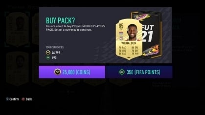 Sold FIFA packs