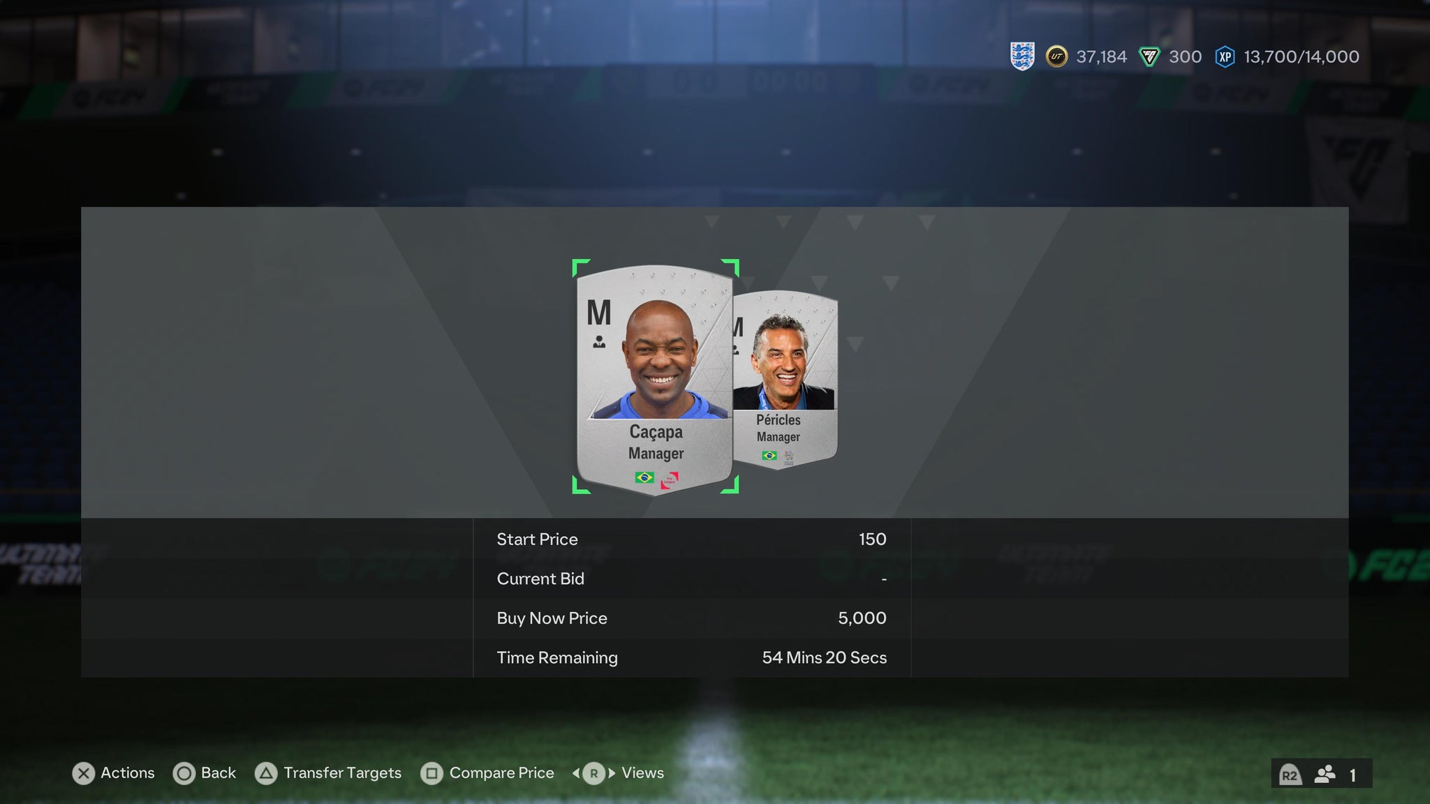 The transfer targets screen showing the two silver Brazilian managers in EAFC 24 Ultimate Team - 3