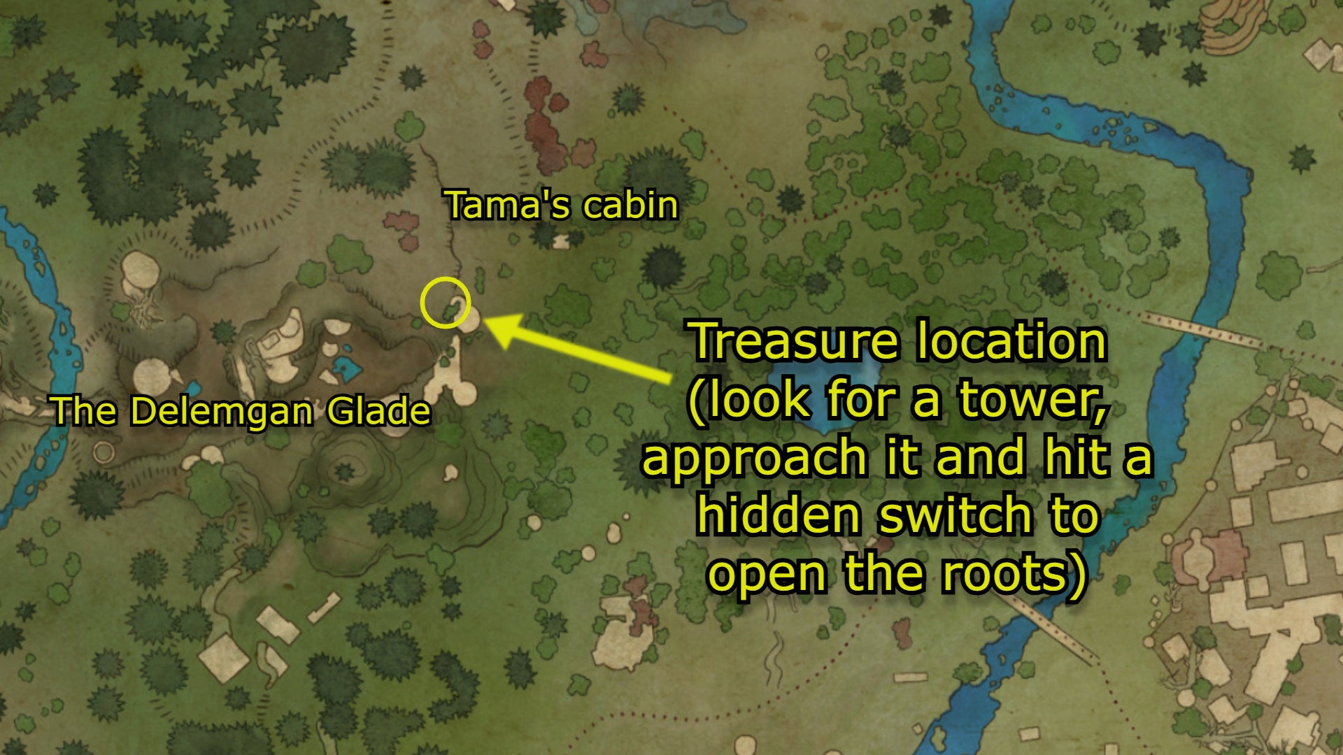 The location of the Earthly Aegis treasure in Avowed. - 20