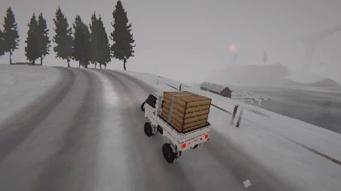 Driving a stack of pizzas to immoderate faraway place, successful the snow.