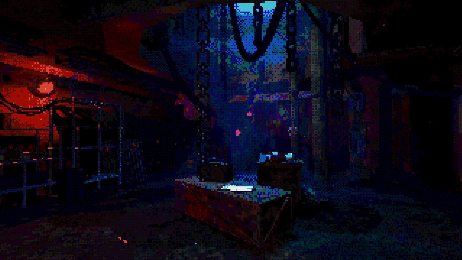 A dark room with chains hanging from the ceiling in Eclipsium. - 4