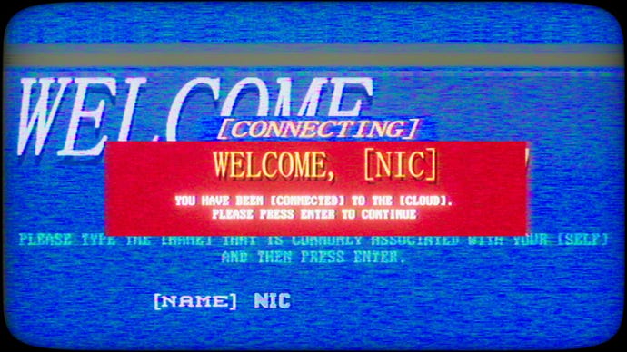A screen welcoming me, Nic, in Echostasis.