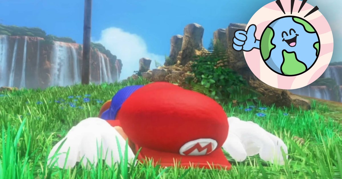 Custom header with Mario face-first in the grass, with optimism week logo in top right.