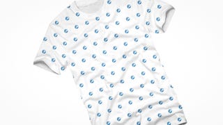 A Eurogamer T-shirt, laid at a jaunty angle. It's white with blue globes all over it, a bit like a stylish rash.