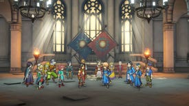 Heroes face each other in a grand hall in Eiyuden Chronicle: Hundred Heroes.