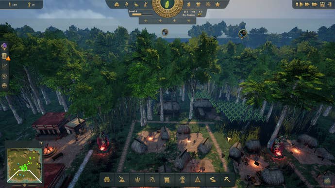 Some worker houses and maize farms in a city built in the prologue playtest for El Dorado: The Golden City Builder