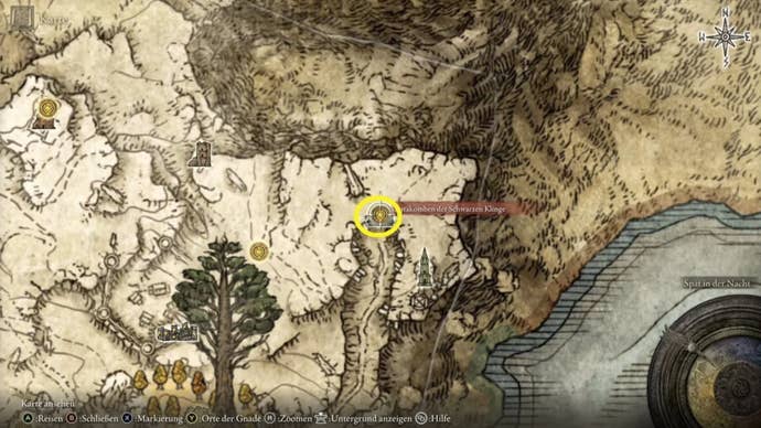 elden ring Black Knife Catacombs entrance map location