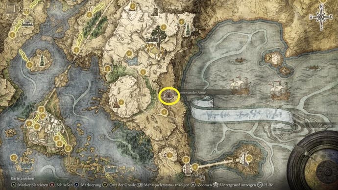 elden ring ainsel river well location on map