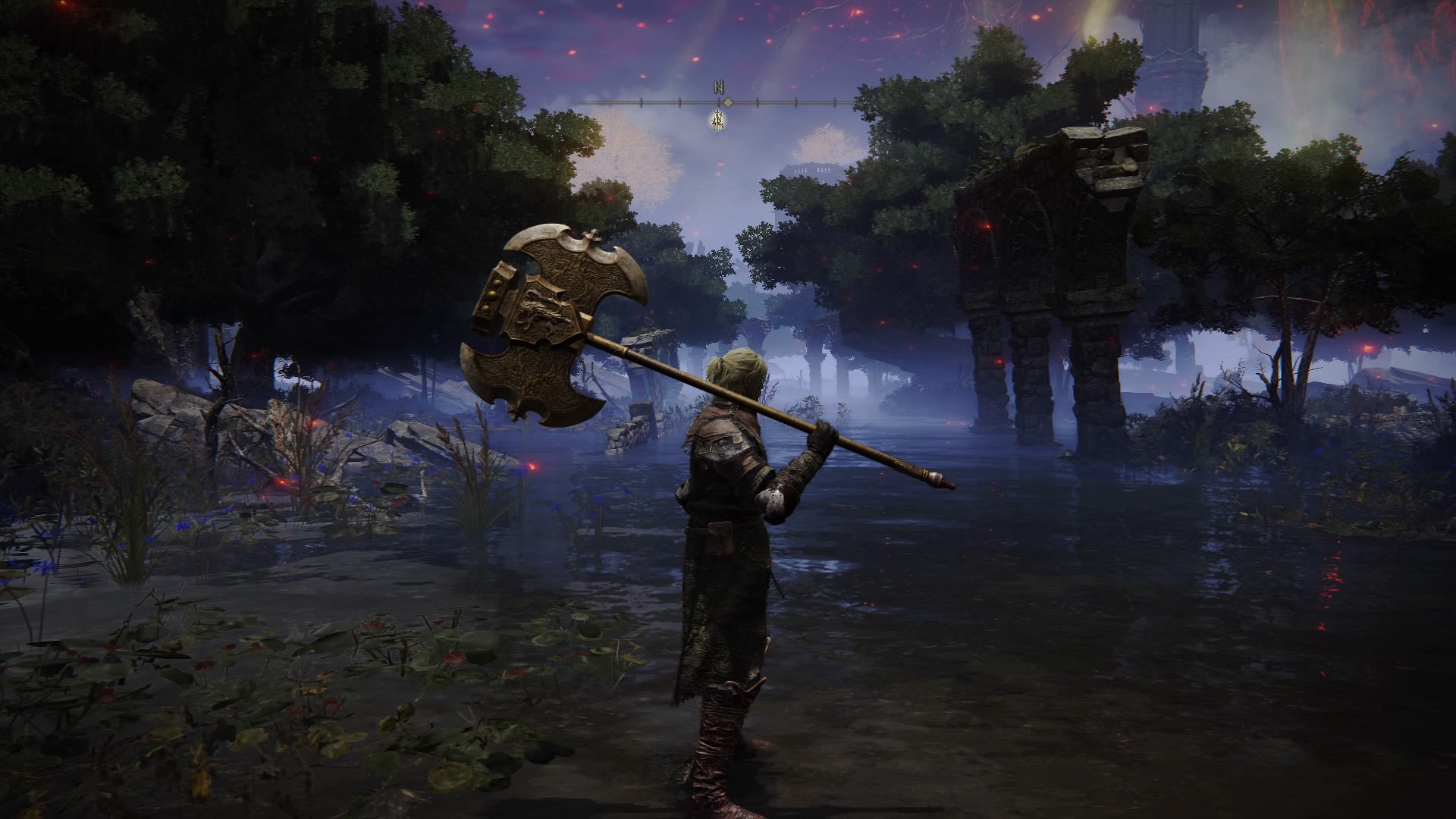 Elden Ring screenshot of the Tarnished wielding the Axe of Godrick weapon. - 8