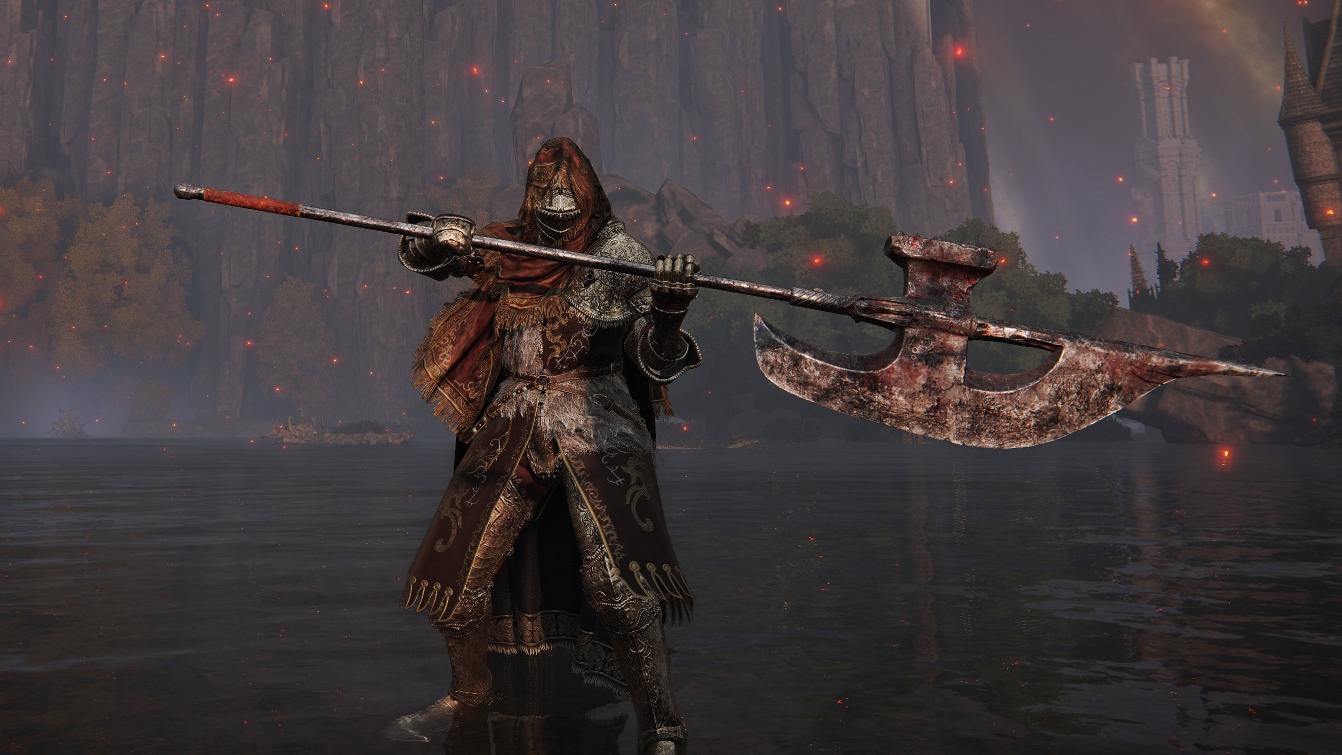 A warrior wields the Nightrider Glaive in Elden Ring.