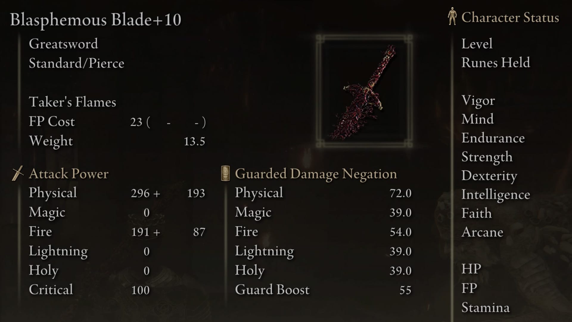 Best Elden Ring Blasphemous Blade build stats, weapon, armor and