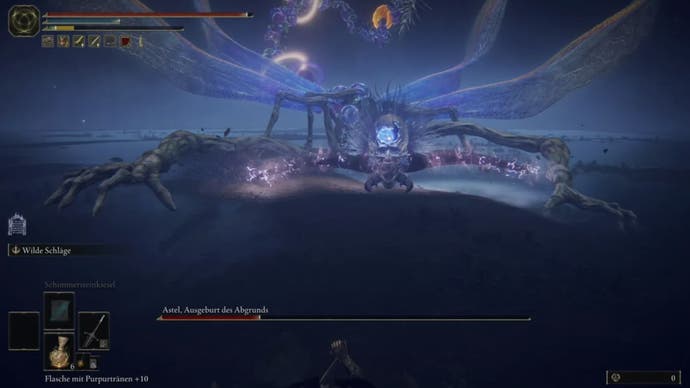 elden ring boss aster moving towards player for charge attack.