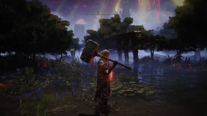 Elden Ring screenshot of the Brick Hammer weapon.