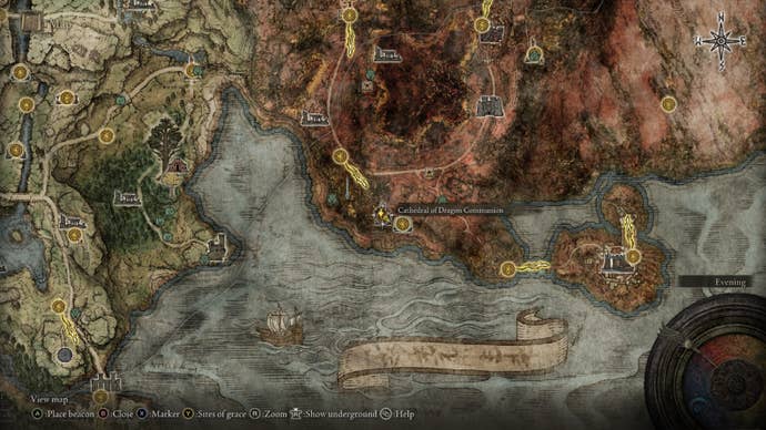 Elden Ring Cathedral of Dragon Communion map location