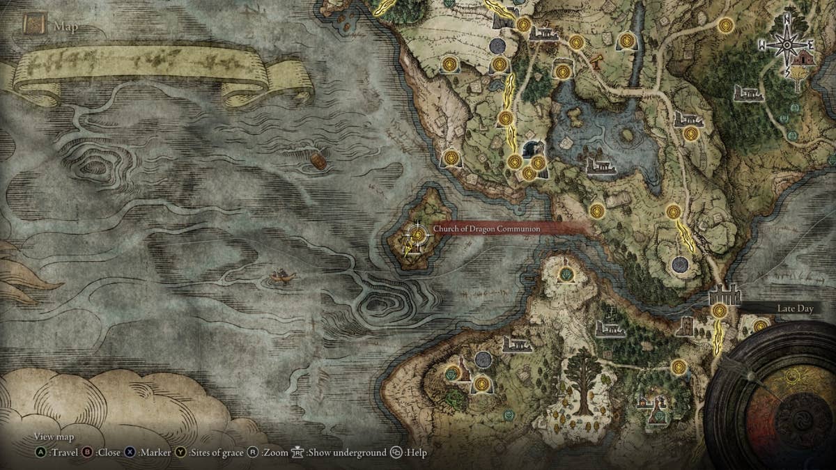 Where are the Church and Cathedral of Dragon Communion in Elden