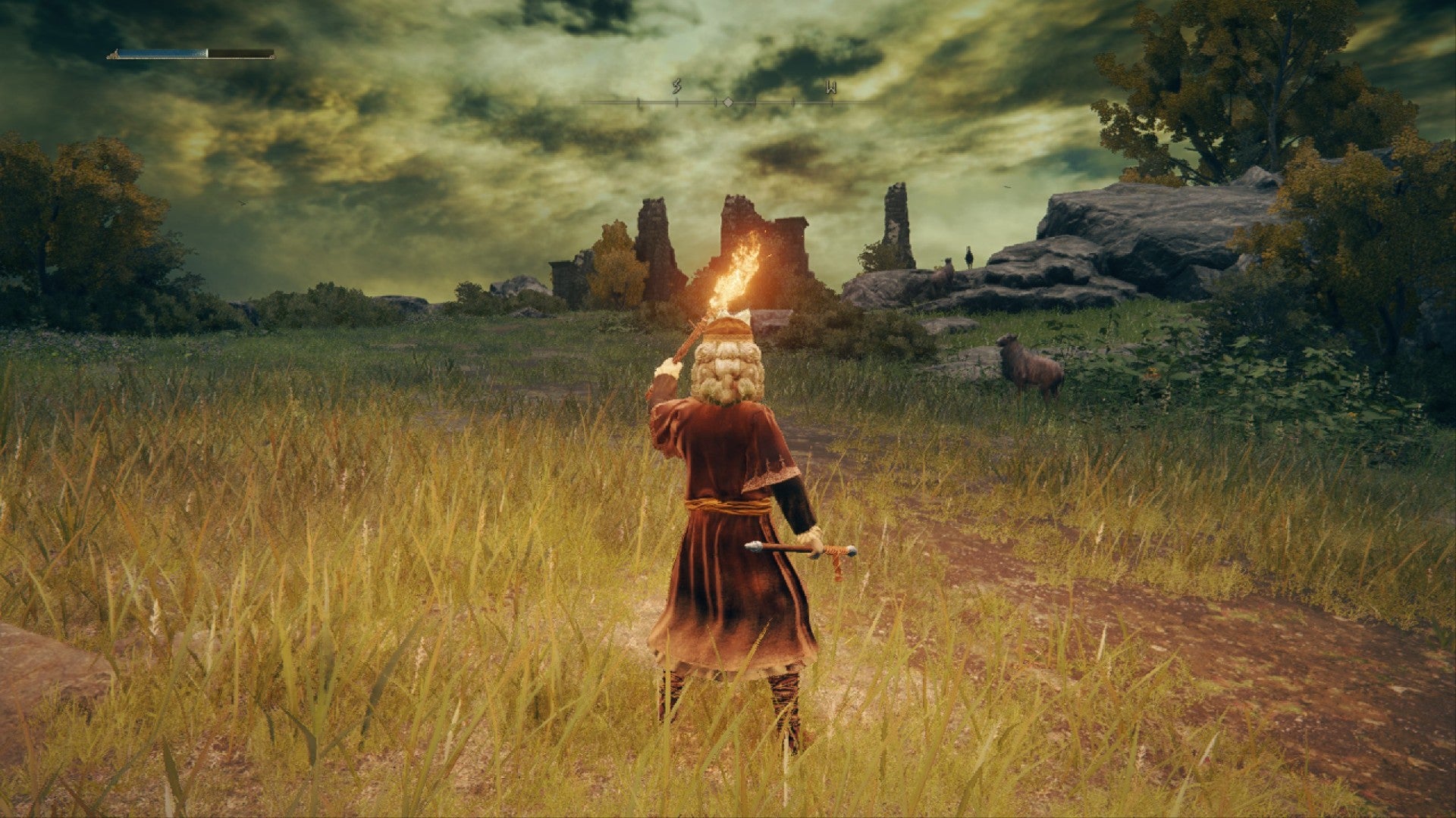 Elden Ring player staring at the church of dragon communion