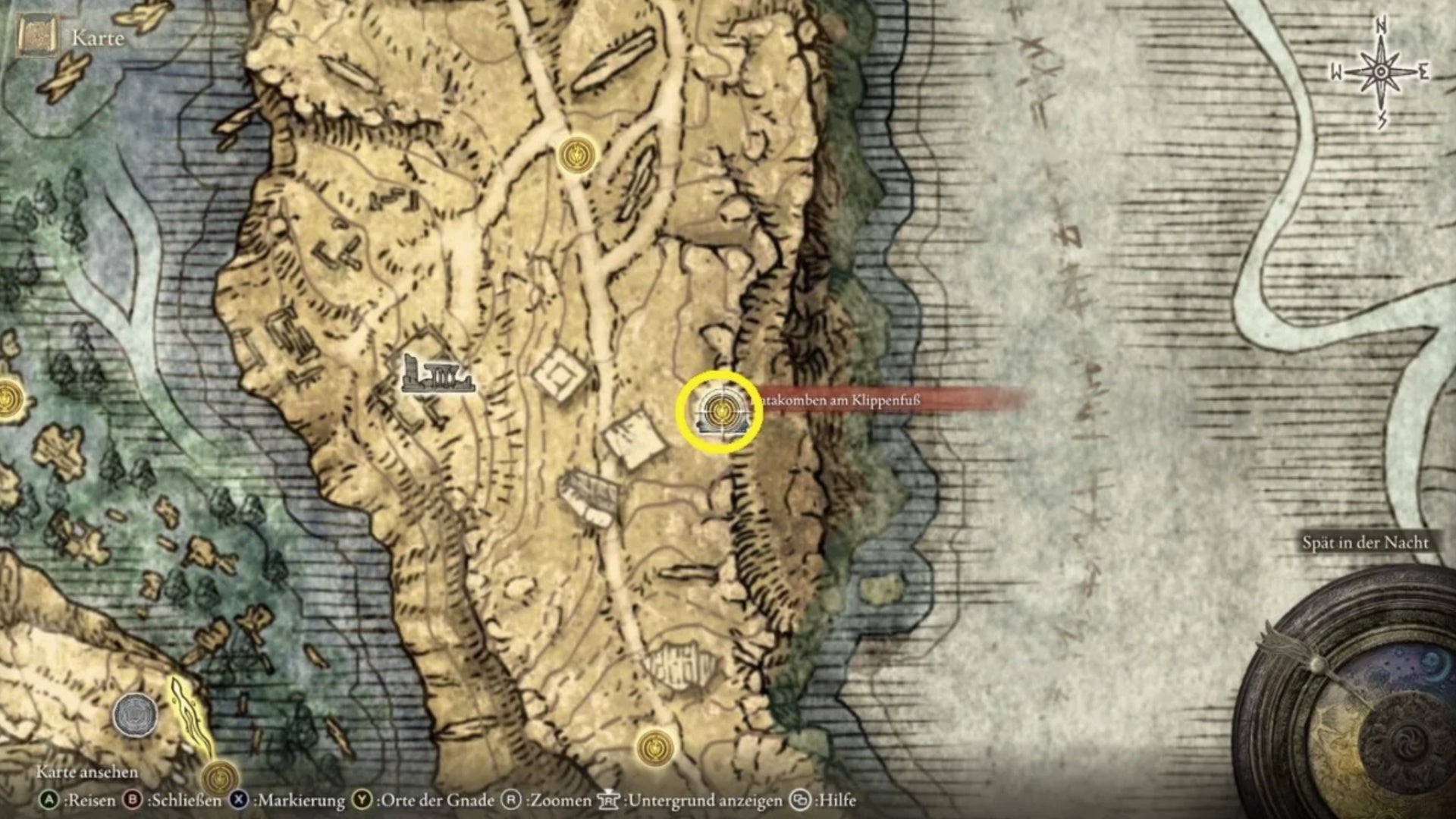 elden ring cliffbottom catacombs map location