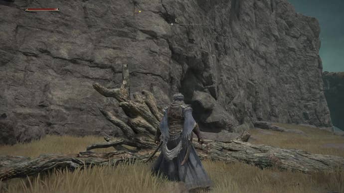 An Elden Ring character approaches the somewhat hard-to-spot entrance to the Coastal Cave.
