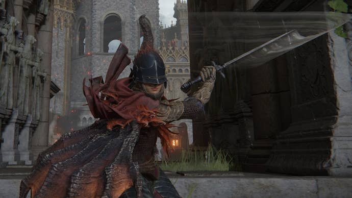 A warrior wields the Misericorde dagger in Elden Ring.