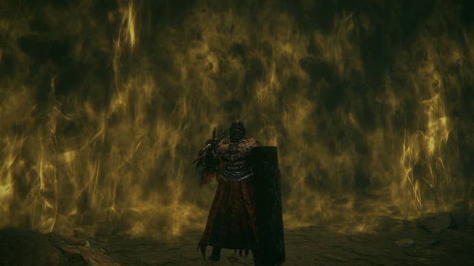 Timmy the Tarnished standing before a mist gate in Elden Ring.