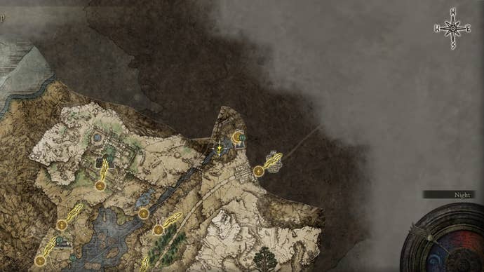 Elden Ring Golden Rune Ravine near Grand Lift Dectus map location