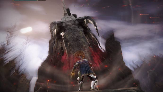 Elden Ring screenshot of the Tarnished performing the Greyoll’s Roar Spell.