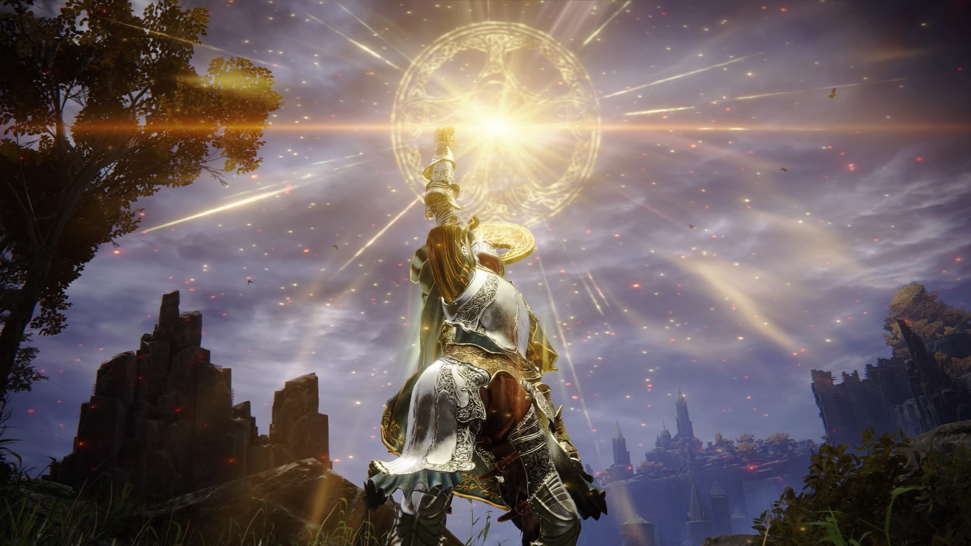 Elden Ring screenshot of the Tarnished performing the Golden Vow Incantation. - 1