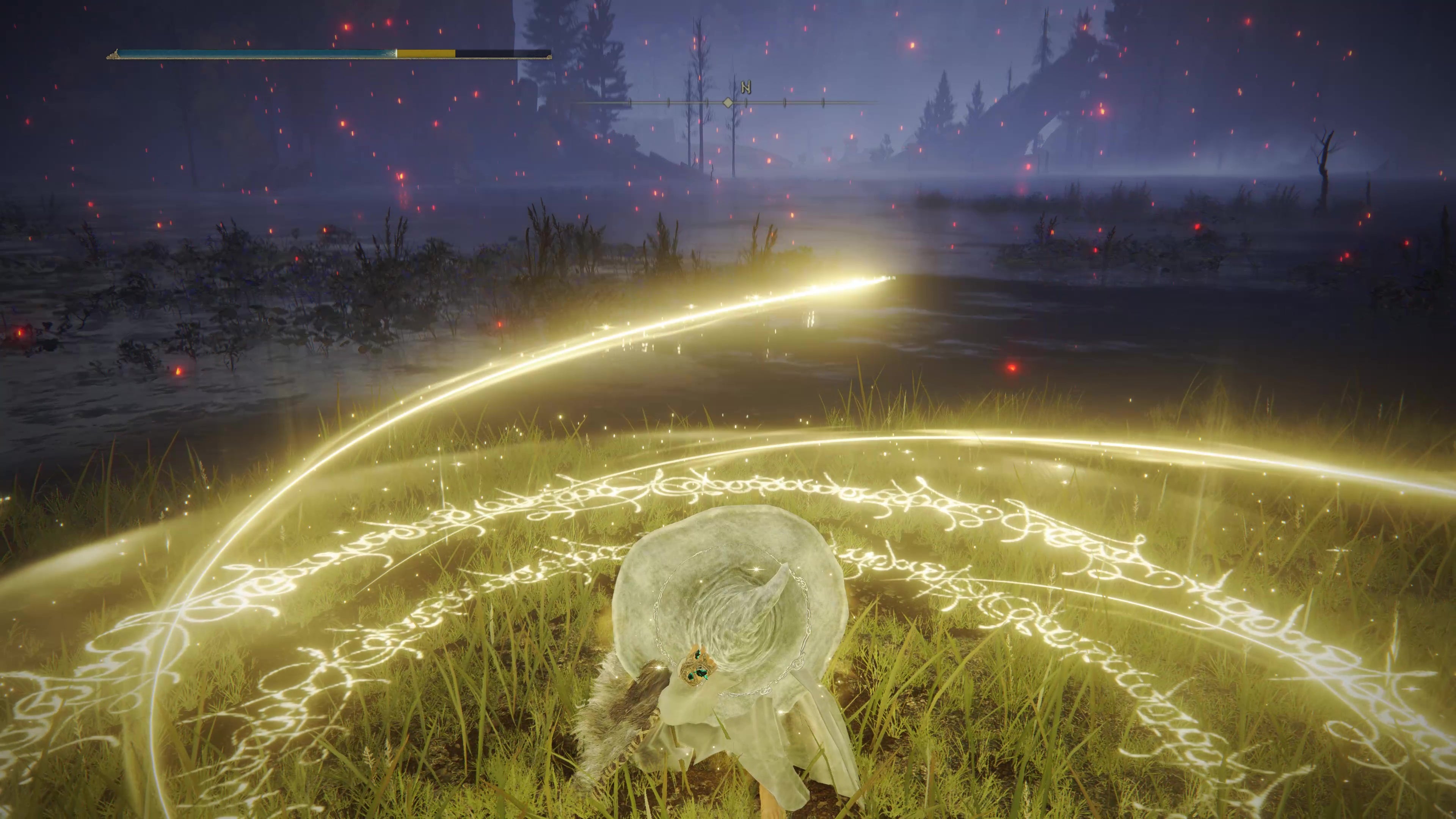 A spell caster uses the Great Heal incantation in Elden Ring.