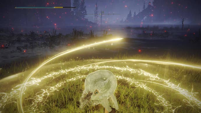 A spell caster uses the Great Heal incantation in Elden Ring.