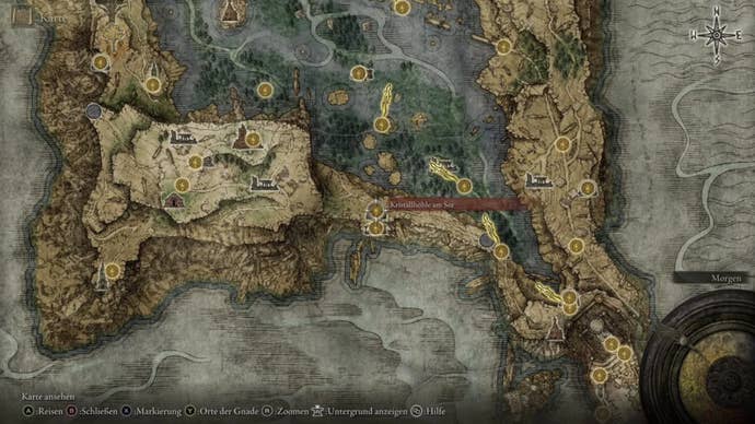 elden ring lakeside crystal cave map location