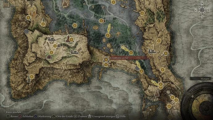 elden ring lakeside crystal cave map location