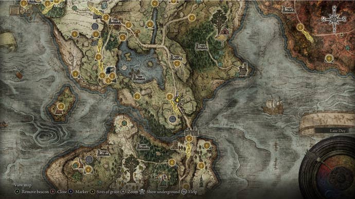 Elden Ring Larval Tear South Agheel Lake map location