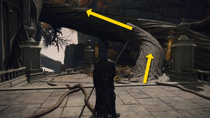 The player stands before a branch of the Erdtree in Leyndell in Elden Ring.