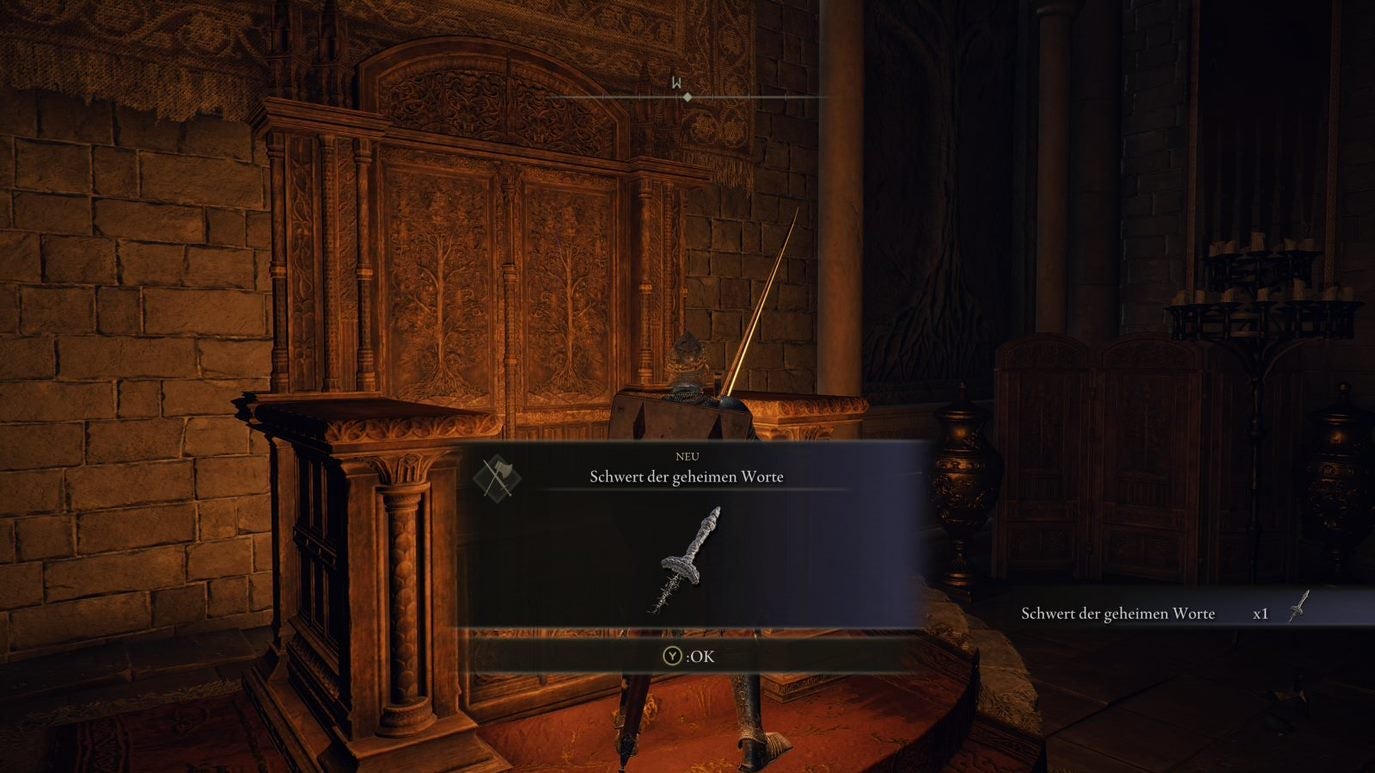 A warrior obtains the Sanctified Whetblade in Leyndell Royal Capital in Elden Ring.