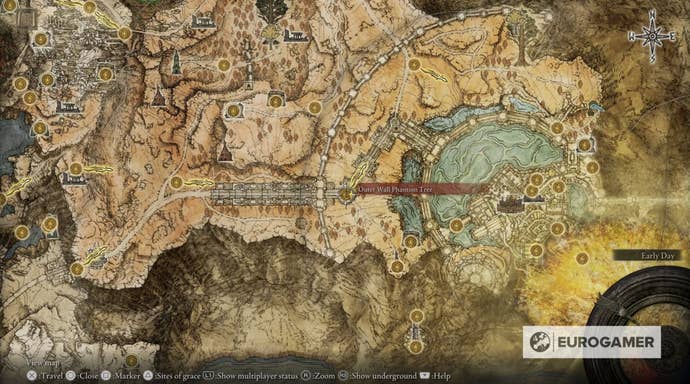 Map showing the location of the Leyndell, Royal Capital map fragment in Elden Ring.